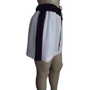 Express Skirt Women Medium White Black Colorblock Side Stripe drawstring elastic